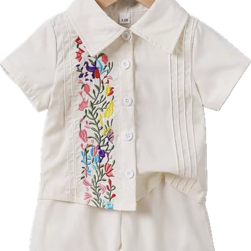 New Floral Embroidered Baby Boy Girl Outfit 9-12 months